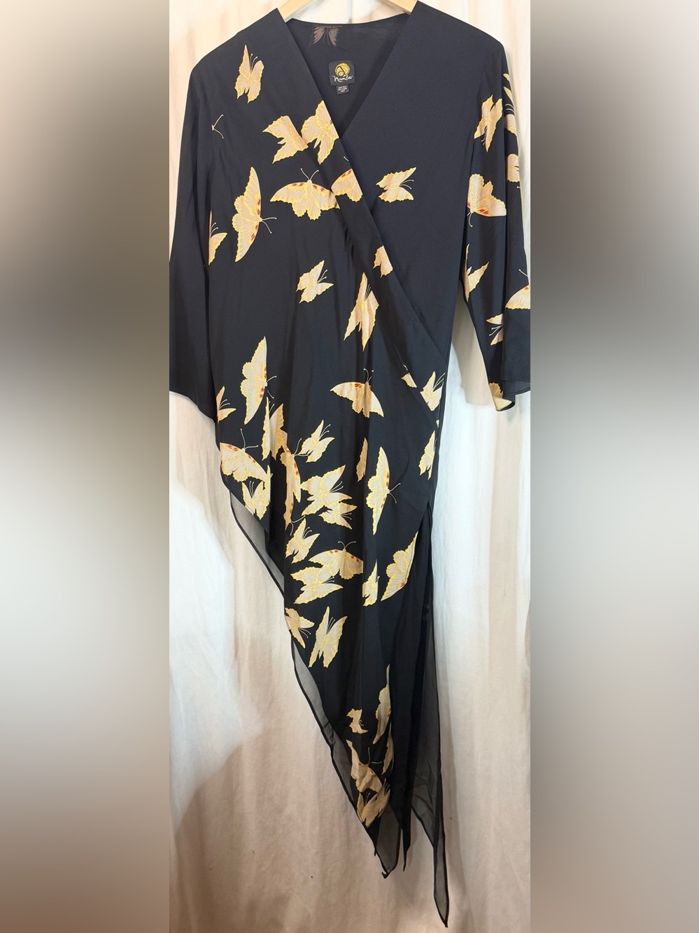 🦋Anne Namba Silk Asymmetric Blouse with Gold Butterfly Print🦋